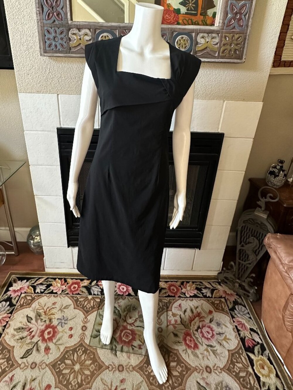 Tatyana Ella Black sheath Dress XL zip closure retro inspired